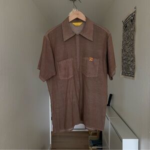 Ben Davis Yellow Tag Brown Mechanic Shirt Quarter-Zip Medium